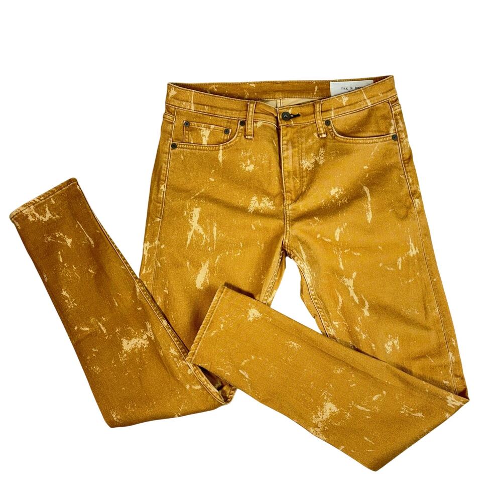 RAG & BONE Men’s Fit 1 Bleach Splatter Golden Brown Skinny Jeans W32 L32